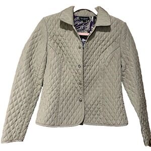 Tara Jones Women's Jacket Polyester Quilted Snap Front Lined Beige Size 4P